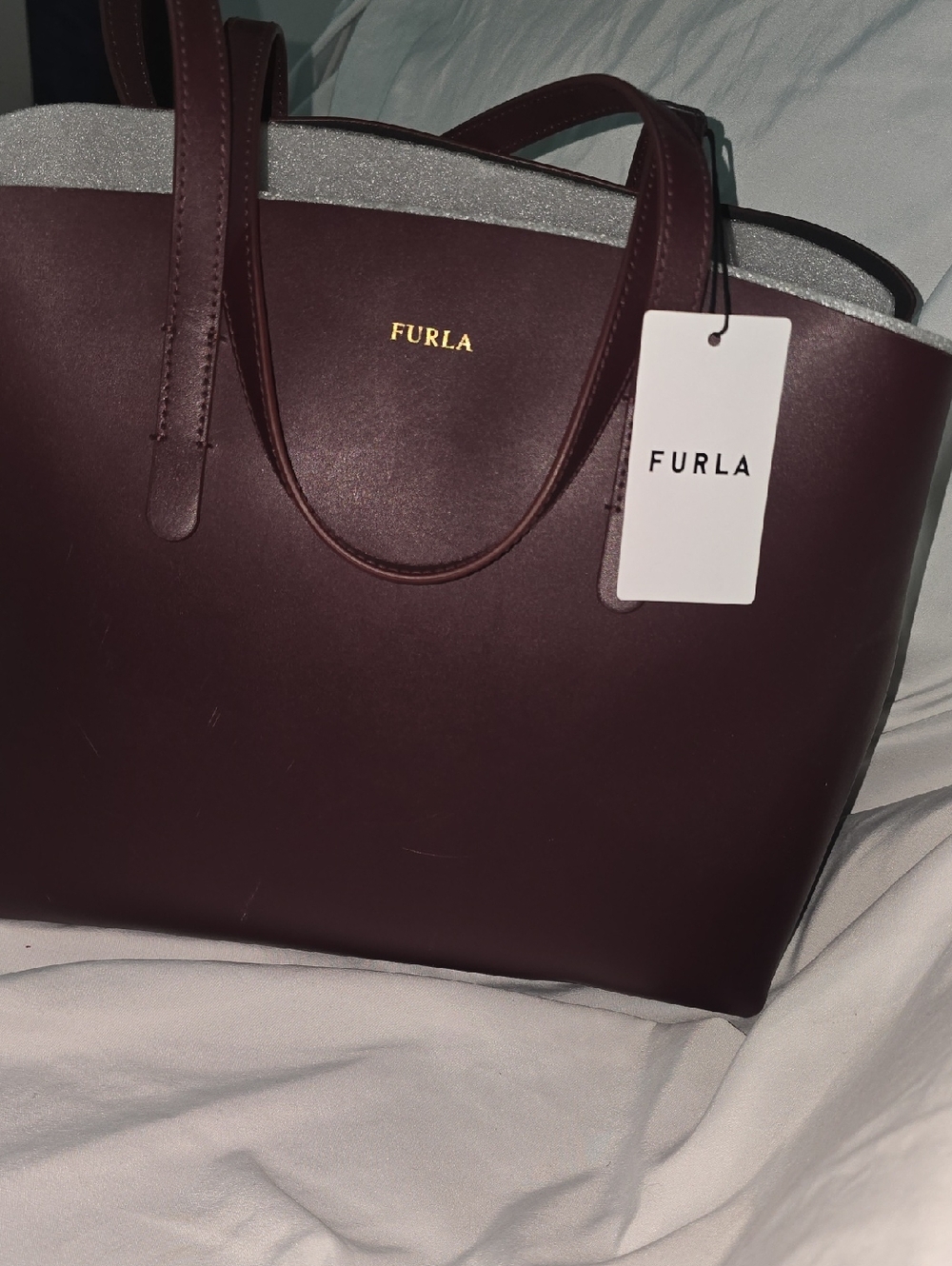 Furla Paradise Medium Deep Burgundy Smooth Leather Tote